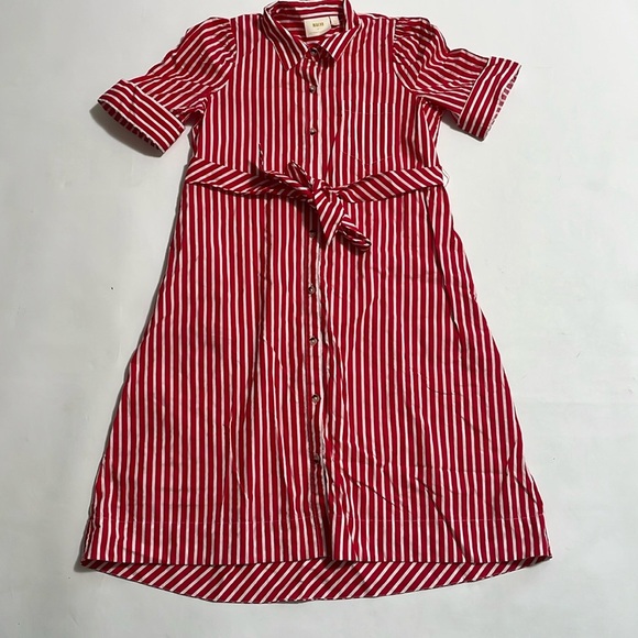Anthropologie Dresses & Skirts - MAEVE “Kiana” red and white striped tie waist button down dress